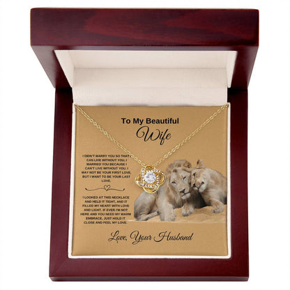 To My Beautiful Wife - Love Knot Necklace