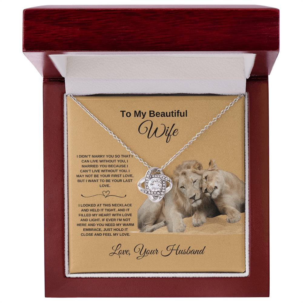 To My Beautiful Wife - Love Knot Necklace
